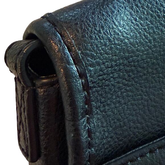 Lauren Ralph Lauren Mini Crossbody Leather Bag - Black Leather Small Handbag - Picture 7 of 16